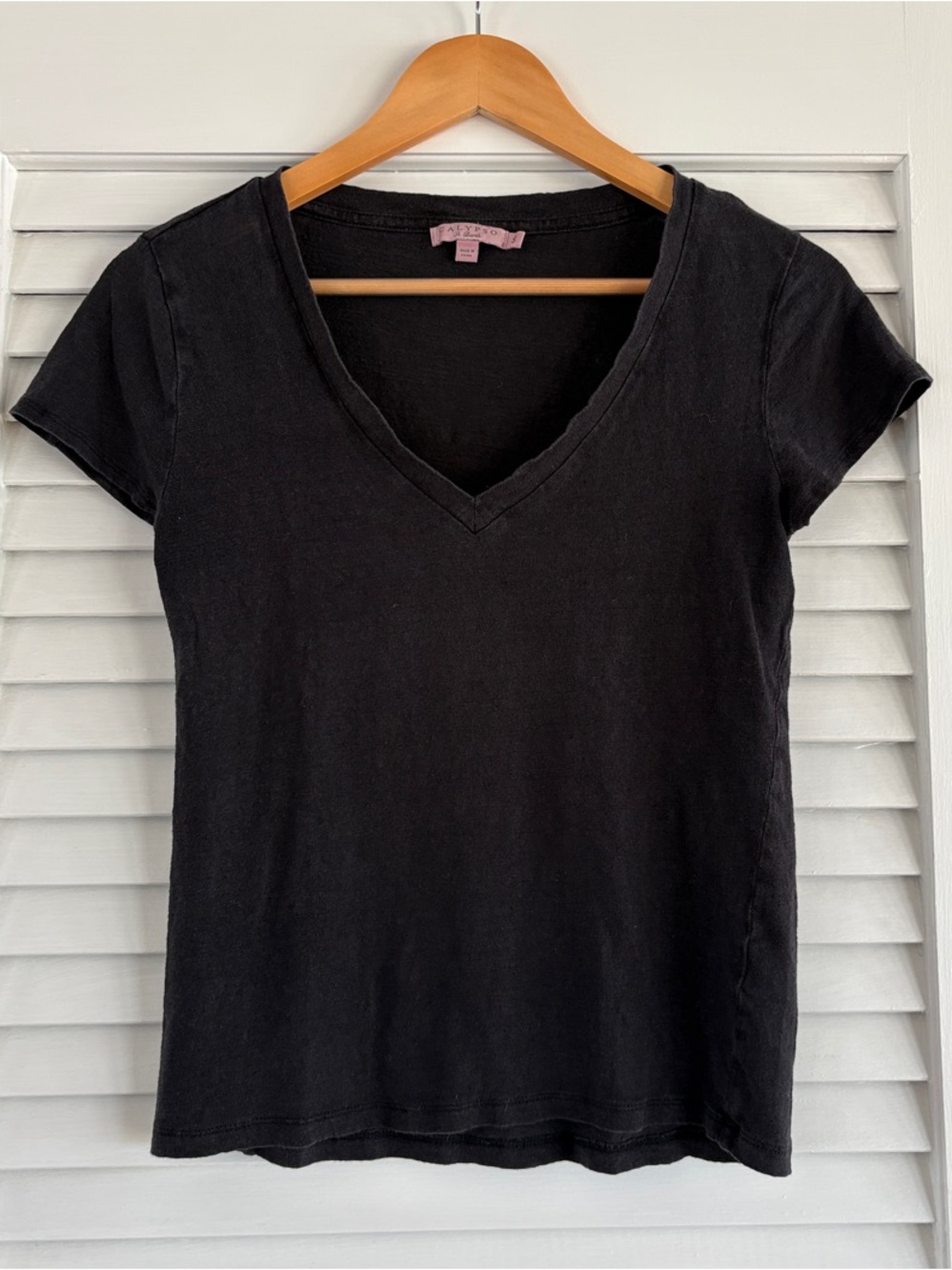 Calypso St. Barth Black Linen V-Neck Short Sleeve Tee